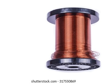 Copper Wire Rolled Up On A Spool