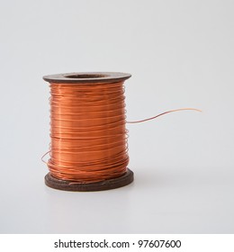 Copper Wire Rolled Up On A Spool