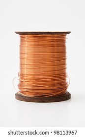 Copper Wire Rolled Up On A Spool