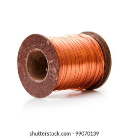 Copper Wire Rolled Up On A Spool