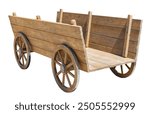 Copy of old wooden wagon isolated on white background