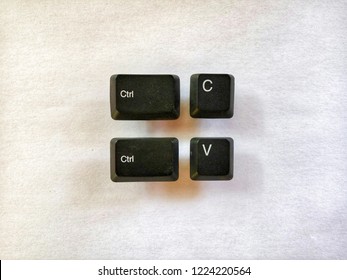 copy paste ctrl c ctrl v shortcut key computer keyboard button in paper texture background