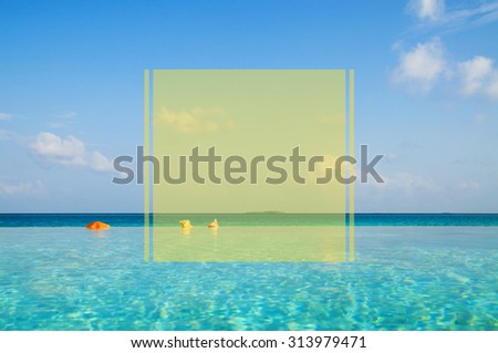 Similar – two straw beach umbrellas on an empty seashore on a clear day