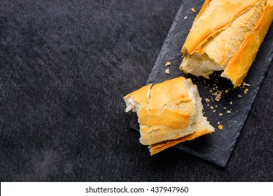 Copy Space Loaf Of Brocken Crunchy French Bread