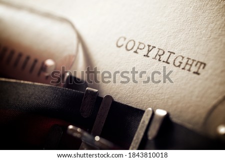 Copyright word written with a typewriter.