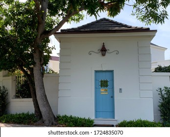 Coral Gables, FL / USA - July 5, 2020: Coral Gables Villages, French City Village. Miami, Florida National Landmark Homes From The 1920s.