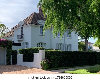 Coral Gables, FL / USA - July 5, 2020: Coral Gables Villages, French City Village. Miami, Florida National Landmark Homes From The 1920s.