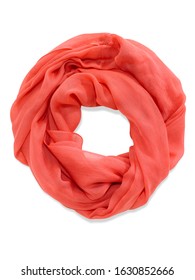 Coral Infinity Scarf On White Background