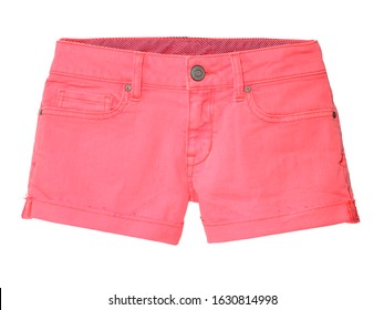 Coral Pink Shorts On White Background