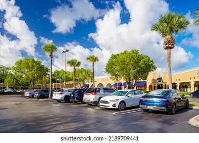 Coral Springs, FL, USA - August 7, 2022: RK Coral Palm Plaza Shopping Center
