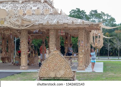 Coral Springs, Florida USA - March 17, 2019: Wooden Temple Of Memory Of Victims Marjory Stoneman Douglas High School Students In Coral Springs, FL