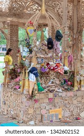 Coral Springs, Florida USA - March 17, 2019: Wooden Temple Of Memory Of Victims Marjory Stoneman Douglas High School Students In Coral Springs, FL