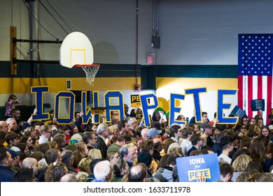 Coralville, Iowa, United States - February 02, 2020: Pete Buttigieg Rally At Before Iowa Caucus