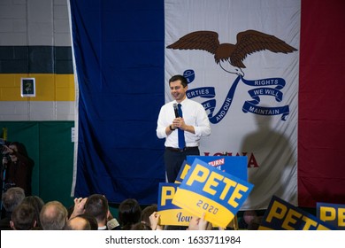 Coralville, Iowa, United States - February 02, 2020: Pete Buttigieg Rally At Before Iowa Caucus