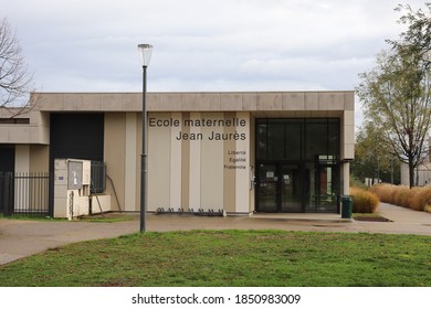 Corbas, France - 11 08 2020 : Jean Jaurès Nursery School Exterior View, Town Of Corbas, Rhône Department, France