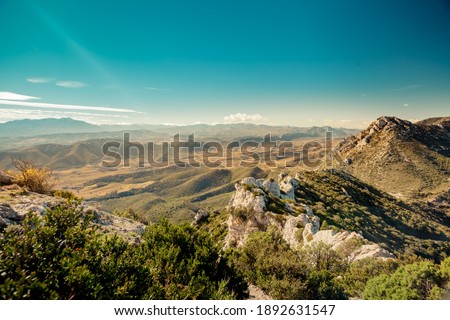 The Corbieres, a mountain region in the Languedoc-Roussillon in southeastern France, located in the departments of Aude and Pyrenees-Orientales
