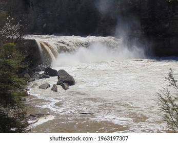 Corbin, KY, April 9, 2021  Cumberland Falls on the Cumberland River. Shown is high water