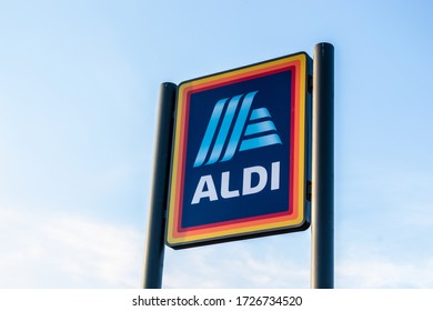 CORBY/ENGLAND- 7 MARCH 2020: Aldi store sign