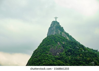 Corcovado Mountain in the Tijuca Forest National Park, Rio de Janeiro in cloudy day