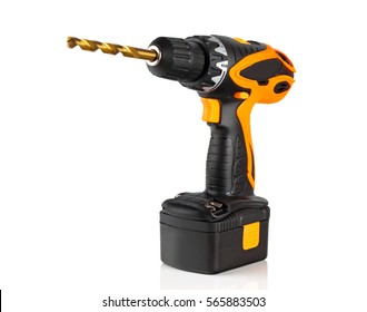 cordless drill and a drill on a white background