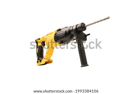 Cordless hammer drill with Depth Gauge ,Power Tool isolated on white background