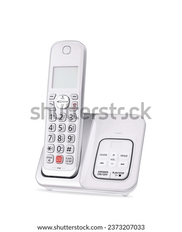 Cordless phone on a white background. Home radio telephone.