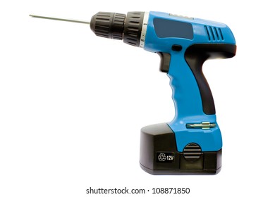 A Cordless Power Drill Isolated On White Background