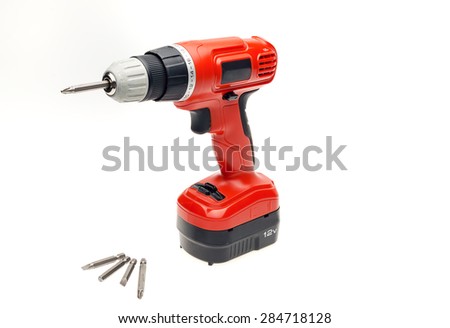 cordless screwdriver or drill isolated on a white background