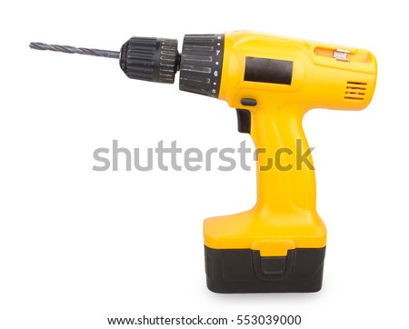 Cordless screwdriver with a drill isolated on white background