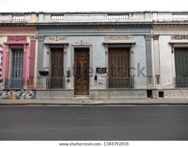Cordoba City, Cordoba, Argentina - 2019: A\
traditional house near the downtown district displays the typical\
architectonic style of this\
city.
