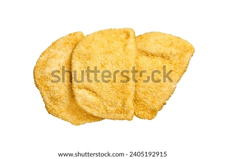 Cordon bleu meat cutlets with bread crumbs Isolated on white background, top view