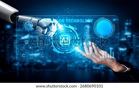 The core of innovation technology is Artificial Intelligence (AI). A concept of future AI development, machine learning, and business automation. Motif