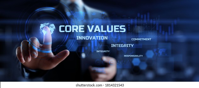 Core Values Of The Company. Business Finance Concept Of Modern Virtual Screen.