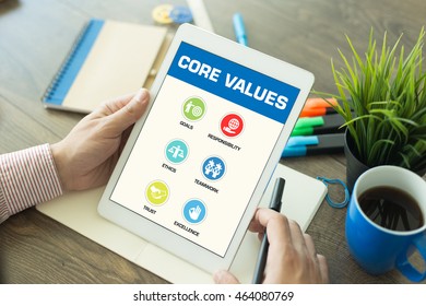 Core Values Concept on Tablet PC Screen