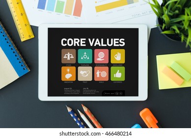 Core Values Concept on Tablet PC Screen