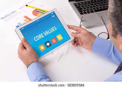 CORE VALUES CONCEPT ON TABLET PC SCREEN