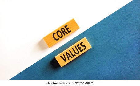 Core values symbol. Concept words Core values on wooden blocks on a beautiful blue table white background. Business value and core values concept, copy space. - Shutterstock ID 2221479871