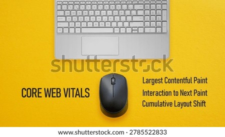 Core Web Vitals CWV Performance Metrics with Largest Contentful Paint LCP, Interaction to Next Paint INP and Cumulative Layout Shift CLS for SEO and Website Optimization