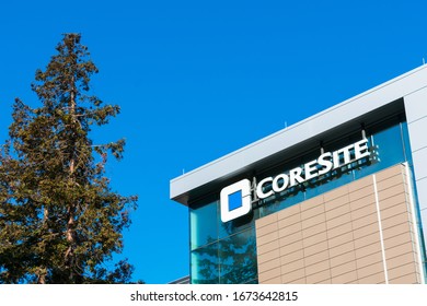 Coresite Data Center Exterior In Silicon Valley. CoreSite Realty Corporation Invests In Carrier-neutral Data Centers And Provides Colocation And Peering Services - Santa Clara, CA, USA - 2020