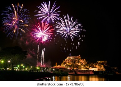 Corfu Easter Celebration Fireworks, Corfu, Greece Orthodox Easter Celebration for the Resurrection of Jesus Christ.  - Powered by Shutterstock