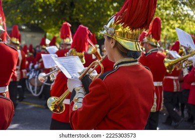 CORFU, GREECE - NOVEMBER 7 2022 - Philharmonic Bands In Corfu Roads For Saint Spyridon Litany