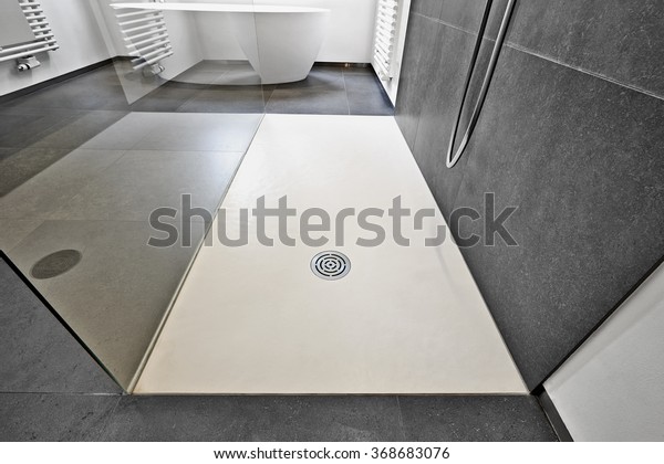 Corian Floor Drain Modern Shower Luxury Stock Photo Edit Now