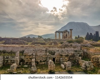 Corinth, Greece 15 August 2017. Ancient Corinth in Greece. A beautiful historic destination.