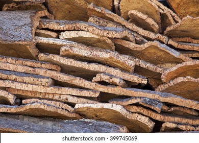 cork bark - cork oak bark ready for processing in Portugal