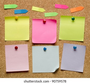 cork board with blank notes