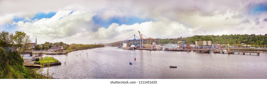 Cork City, River Lee, Container Port, From Blackrock, Ireland