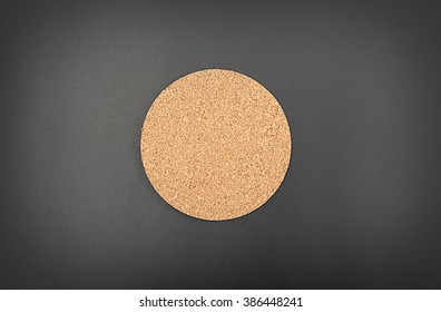 Cork Drink Coaster On Grey Background