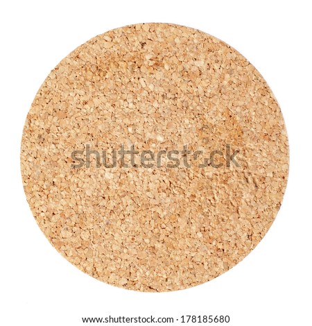 Cork table coaster isolated on white