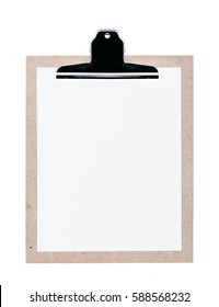 Cork Wood Note Pad Clip Board Isolated On White Background