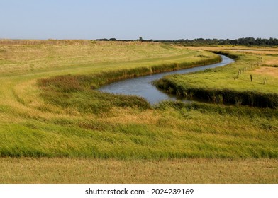 Cormorant Creek In The Naze Nature Reserve With Dyke On Left, Essex, UK.